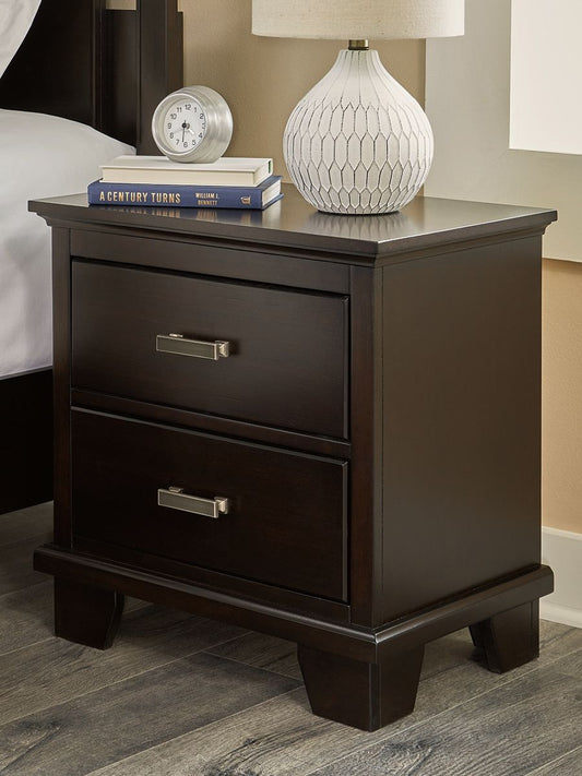 Covetown - Dark Brown - Two Drawer Night Stand - Hornell Furniture Outlet
