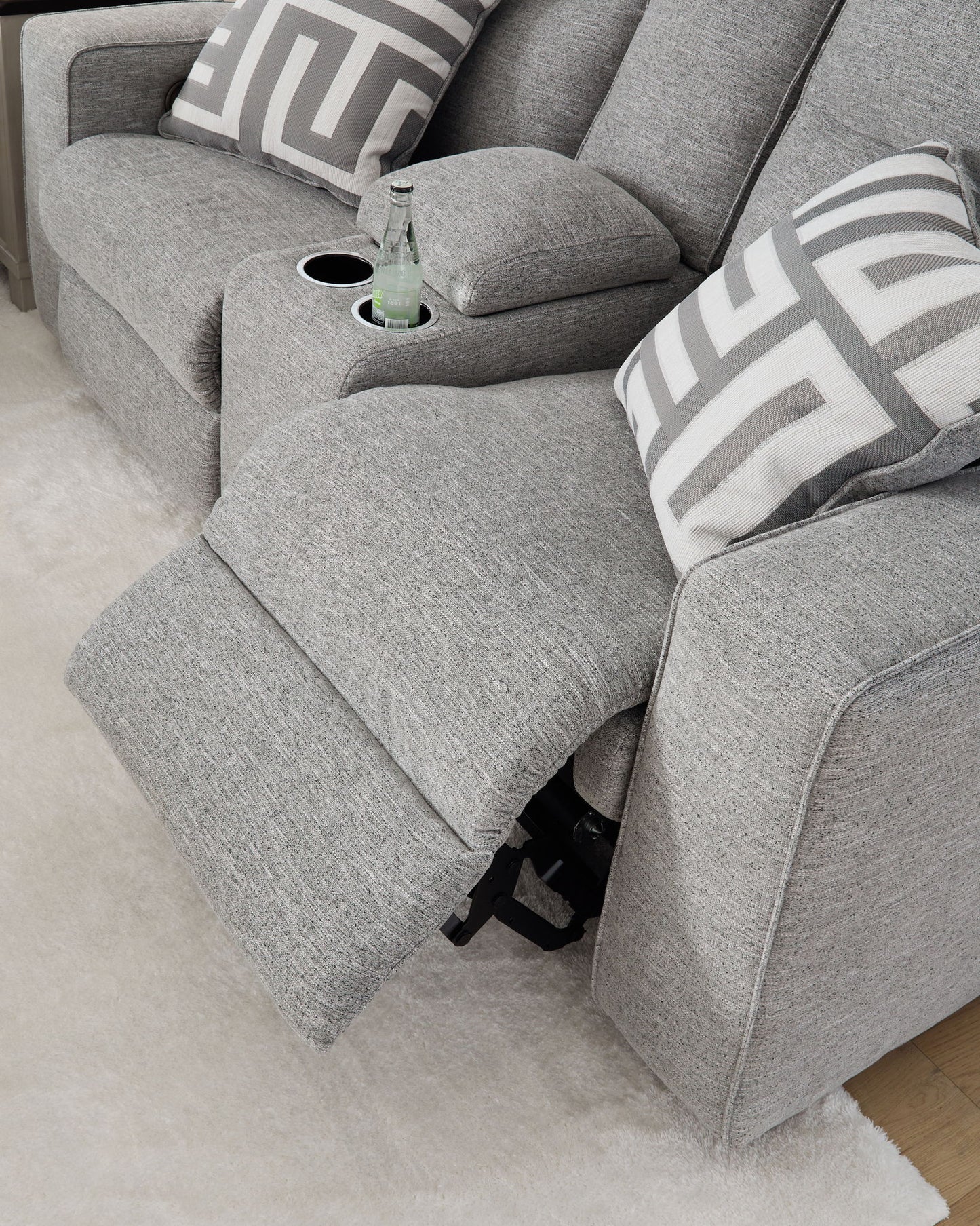 Biscoe - Pewter - Power Reclining Loveseat With Console /Adj Headrest - Hornell Furniture Outlet