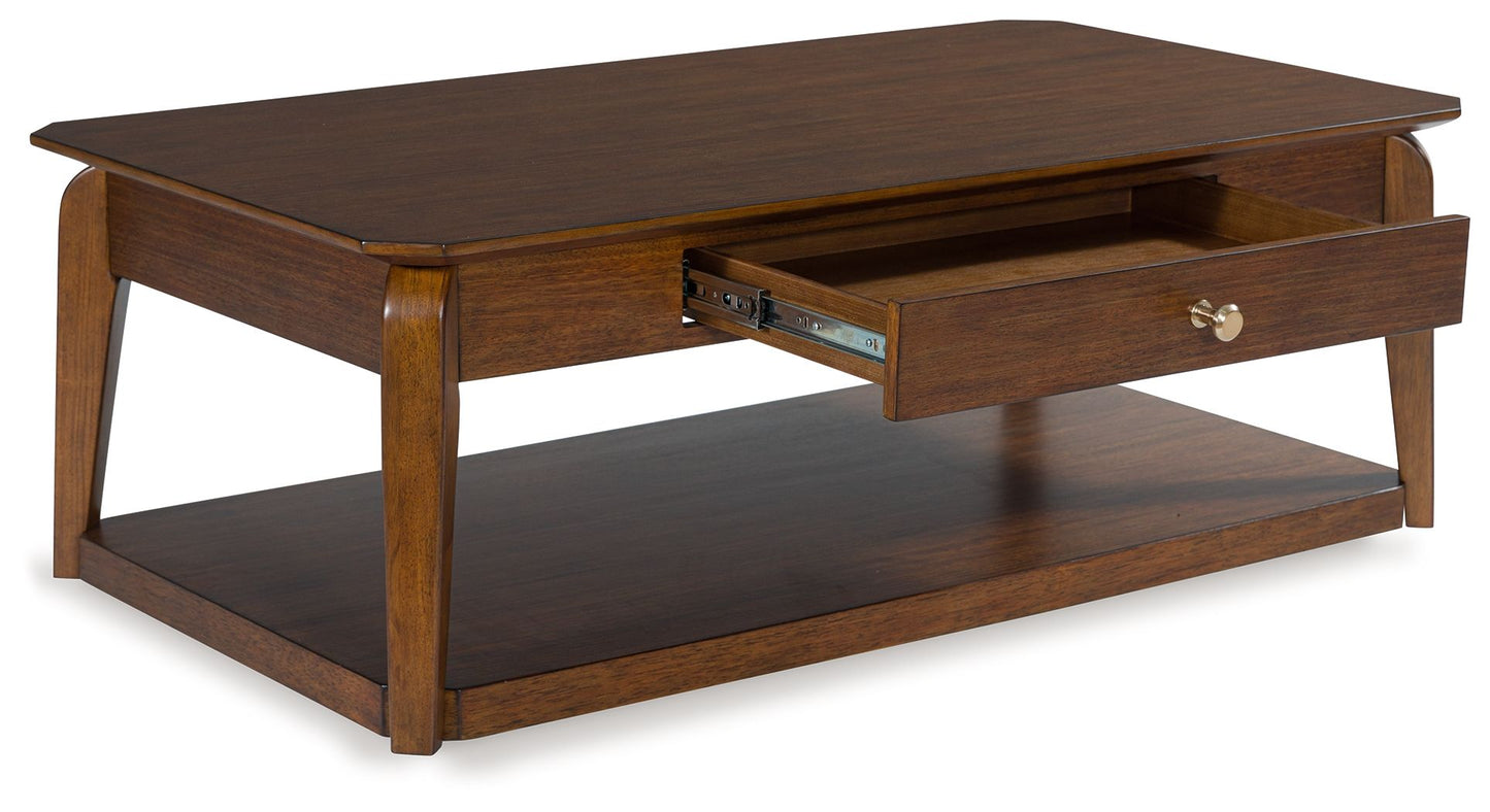 Trenmour - Medium Brown - Rectangular Cocktail Table - Hornell Furniture Outlet