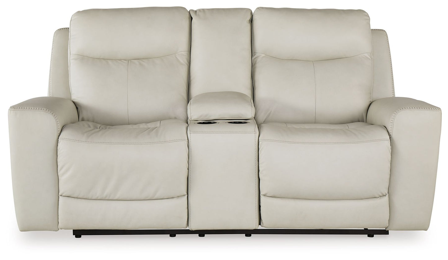 Mindanao - Power Reclining Loveseat With Console /Adj Hdrst - Hornell Furniture Outlet