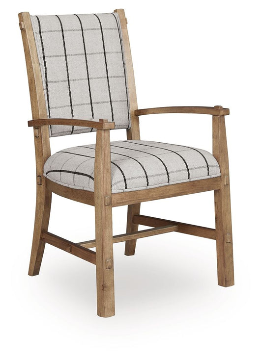 Ridgester - Dining Upholstered Arm Chair (Set of 2) - Light Brown - Hornell Furniture Outlet