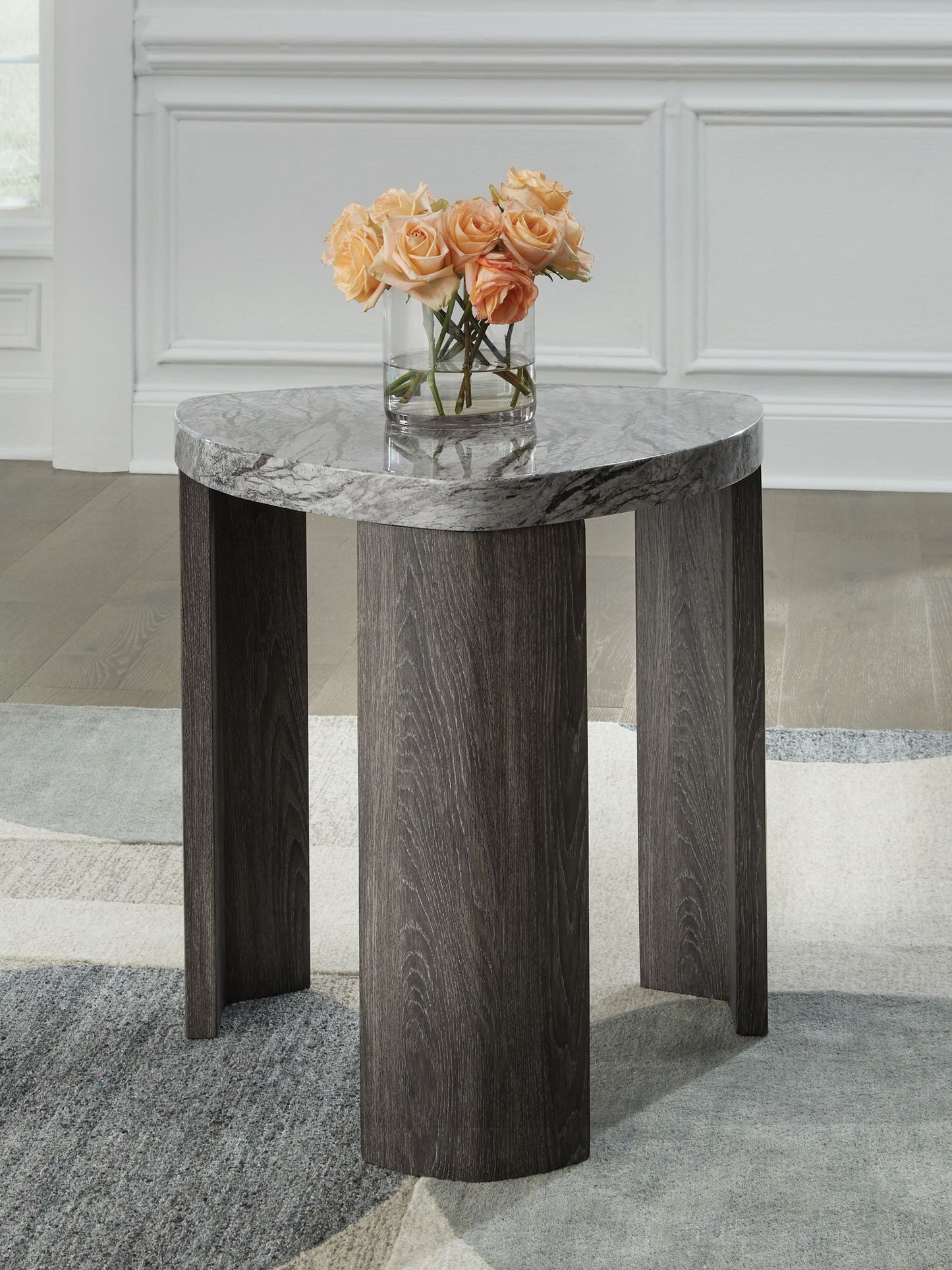 Surmour - Gray / Brown - Triangle End Table - Hornell Furniture Outlet
