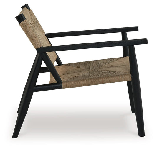 Halfmore - Black / Natural - Accent Chair - Hornell Furniture Outlet
