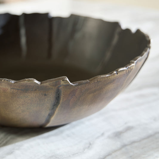 Aidman - Bowl - Black / Antique Gold Finish - Hornell Furniture Outlet