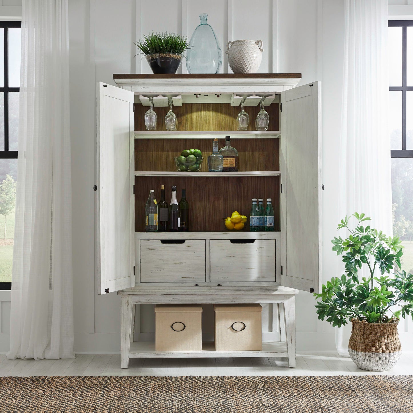 River Place - Bar Cabinet - White - Hornell Furniture Outlet