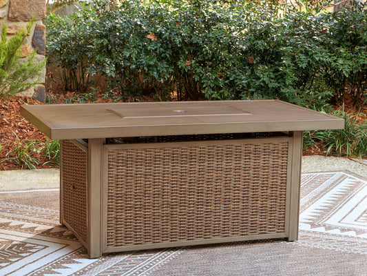 Laguna Heights - Rectangular Fire Pit Table - Beige - Hornell Furniture Outlet