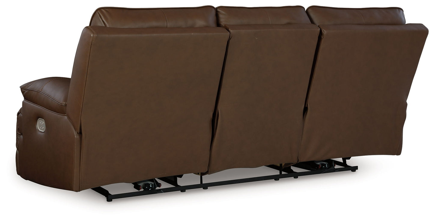 Vonryan - Tobacco - Power Reclining Sofa With Adj Headrest - Hornell Furniture Outlet
