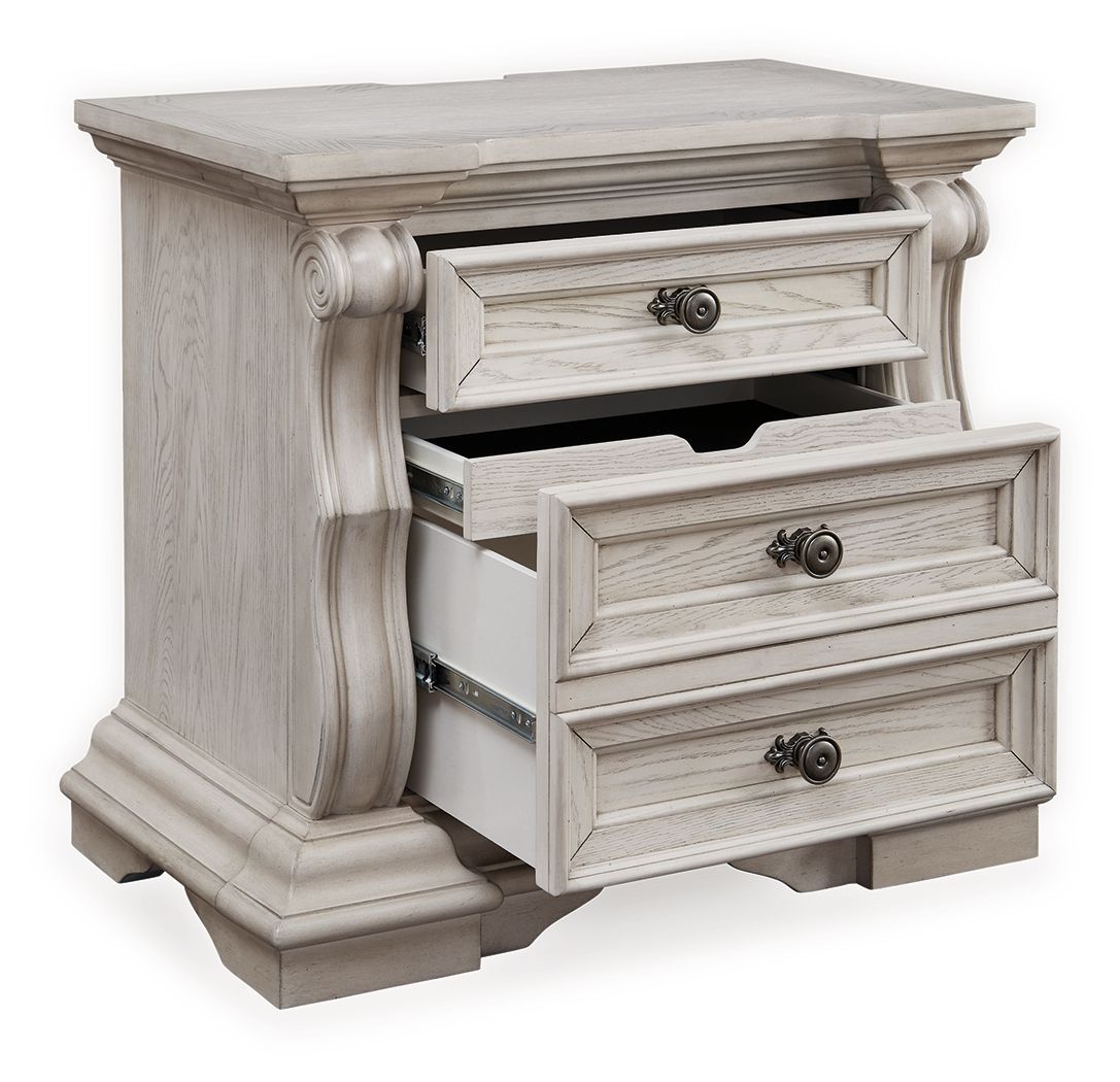 Bruchandi - Antique White - Three Drawer Night Stand - Hornell Furniture Outlet