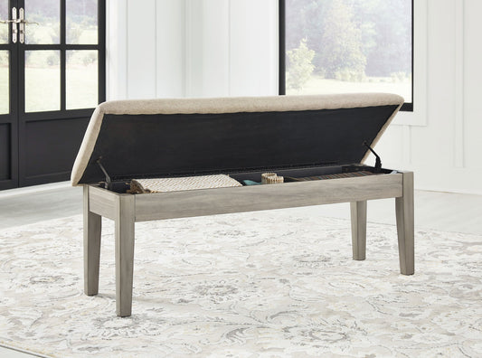 Parellen - Beige / Gray - Upholstered Storage Bench - Hornell Furniture Outlet