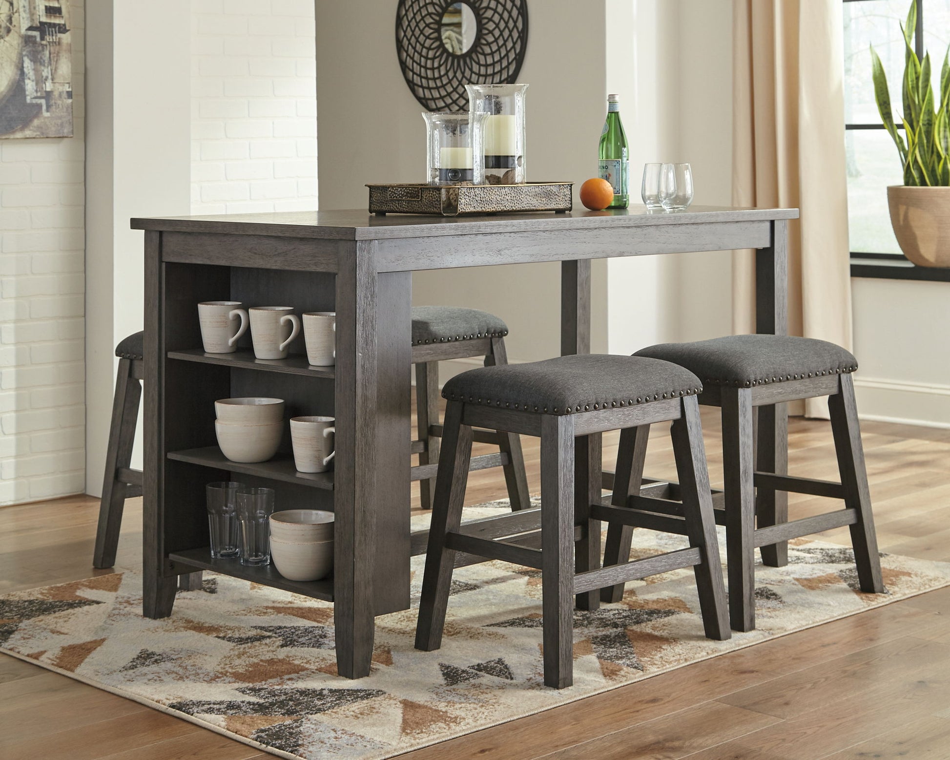 Caitbrook - Gray - Rectangular Dining Room Counter Table - Hornell Furniture Outlet