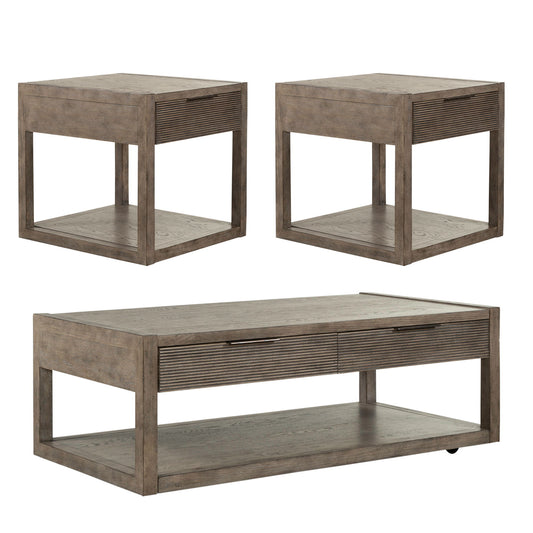 Bartlett Field - 3 Piece Table Set (1 Cocktail 2 End Tables) - Gray - Hornell Furniture Outlet
