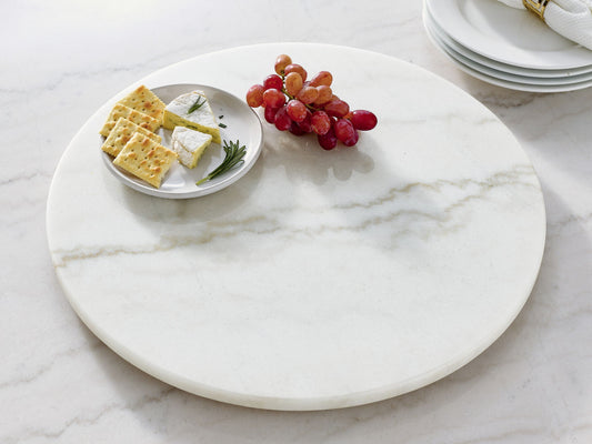 Arken - White Marble Lazy Susan - White - Hornell Furniture Outlet