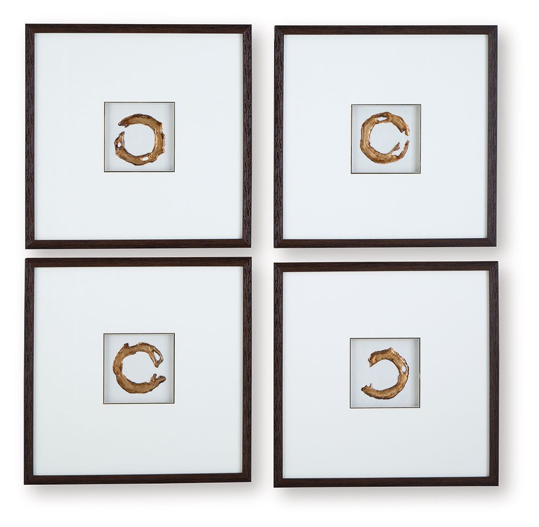 Dallbourne - White / Gold Finish - Wall Art Set (Set of 4) - Hornell Furniture Outlet