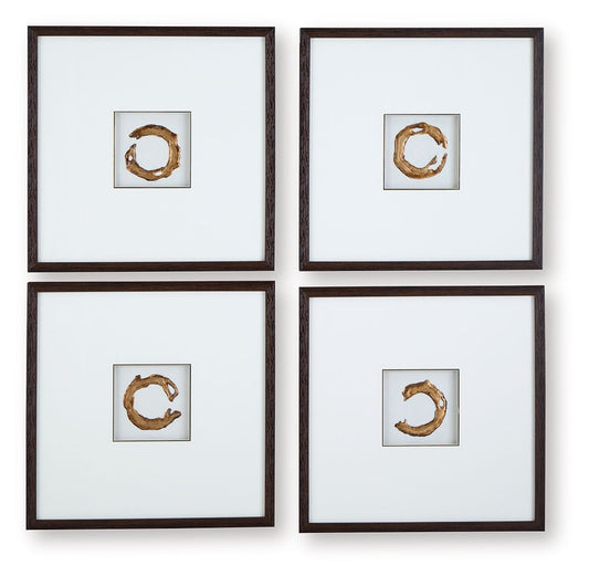 Dallbourne - White / Gold Finish - Wall Art Set (Set of 4) - Hornell Furniture Outlet