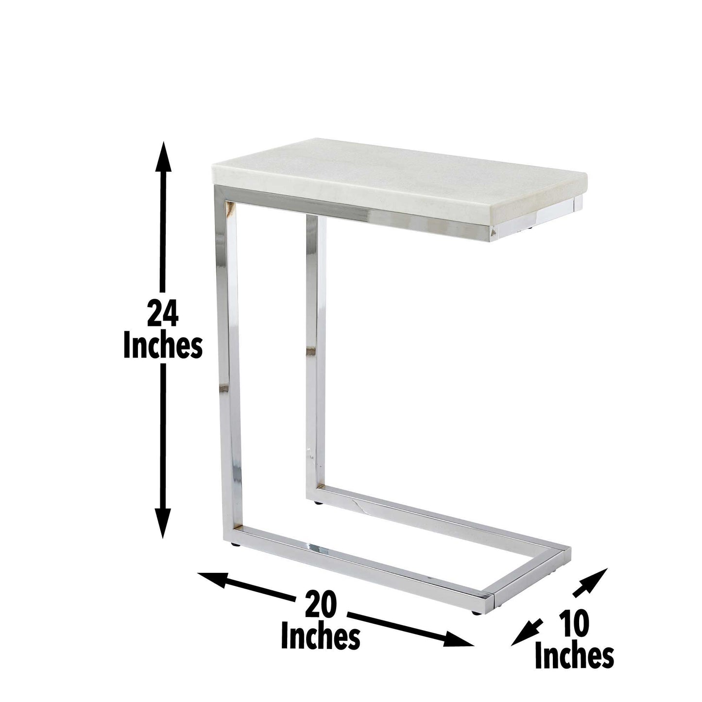 Echo - White Marble Top Chairside Table - White - Hornell Furniture Outlet