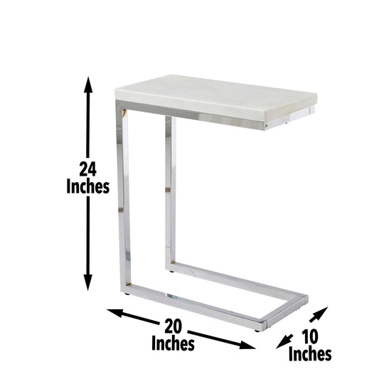 Echo - White Marble Top Chairside Table - White - Hornell Furniture Outlet