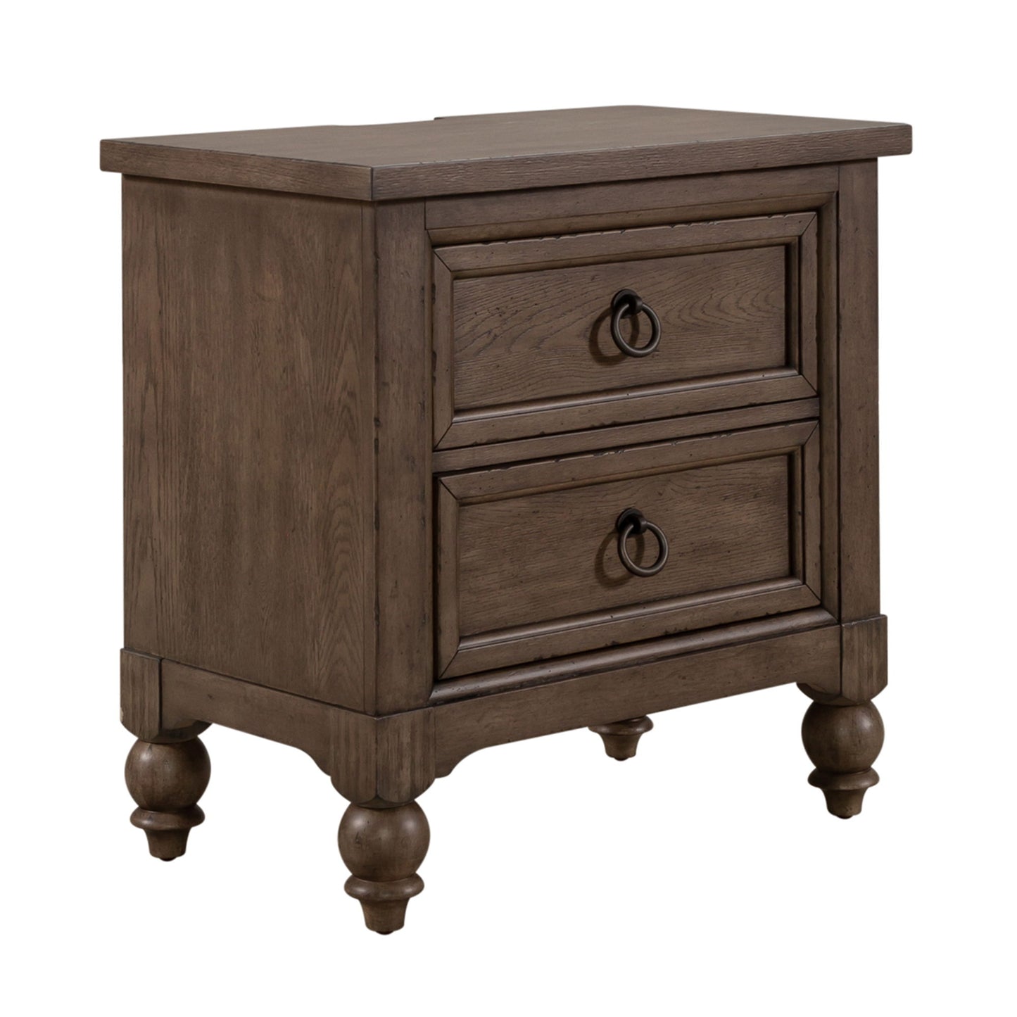 Americana Farmhouse - 2 Drawer Night Stand With Charging Station - Hornell Furniture Outlet