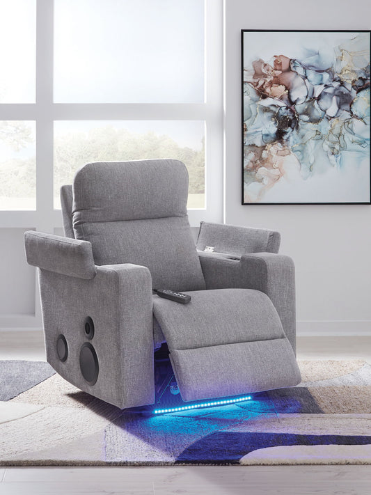 Pineland - Pewter - Glider Power Recliner With Audio System - Hornell Furniture Outlet