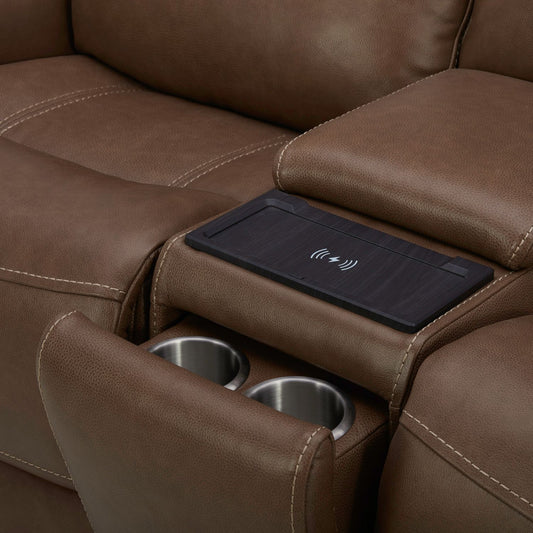 Collins - Loveseat With Console P3 & ZG - Brown - Hornell Furniture Outlet