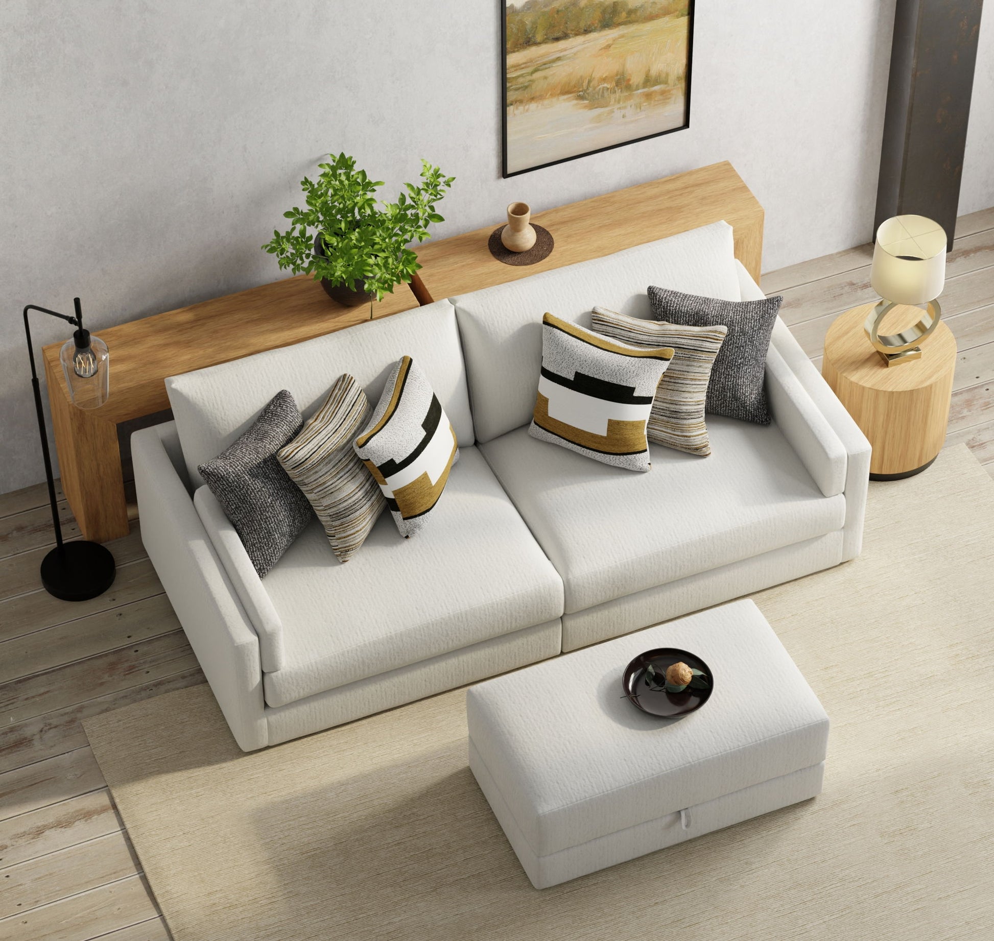 Trevor - Extra Deep Oversized Sofa With Included Storage Cocktail Ottoman - Hornell Furniture Outlet