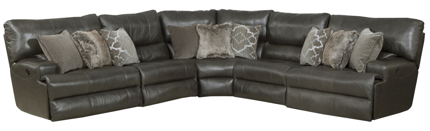 Como - 5 Piece Italian Leather Match Reclining Sectional - Hornell Furniture Outlet