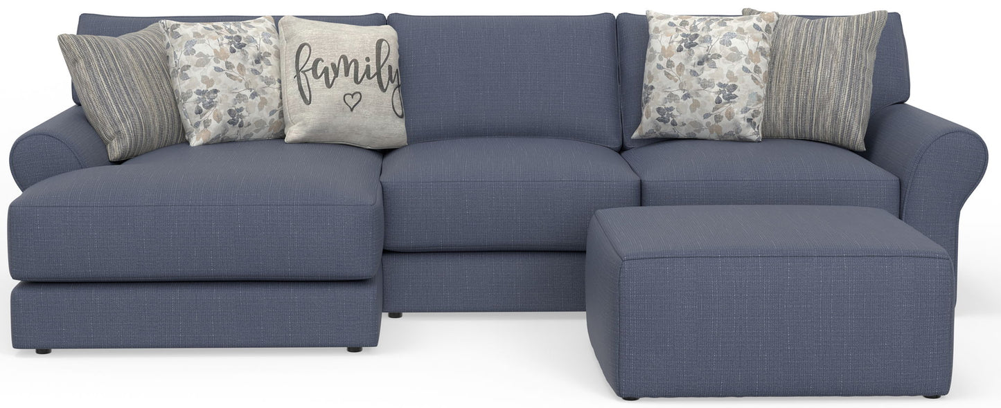 Cape May - Sofa Chaise With Comfort Coil Seating, 41" Cocktail Ottoman And 5 Accent Pillows Included - Hornell Furniture Outlet