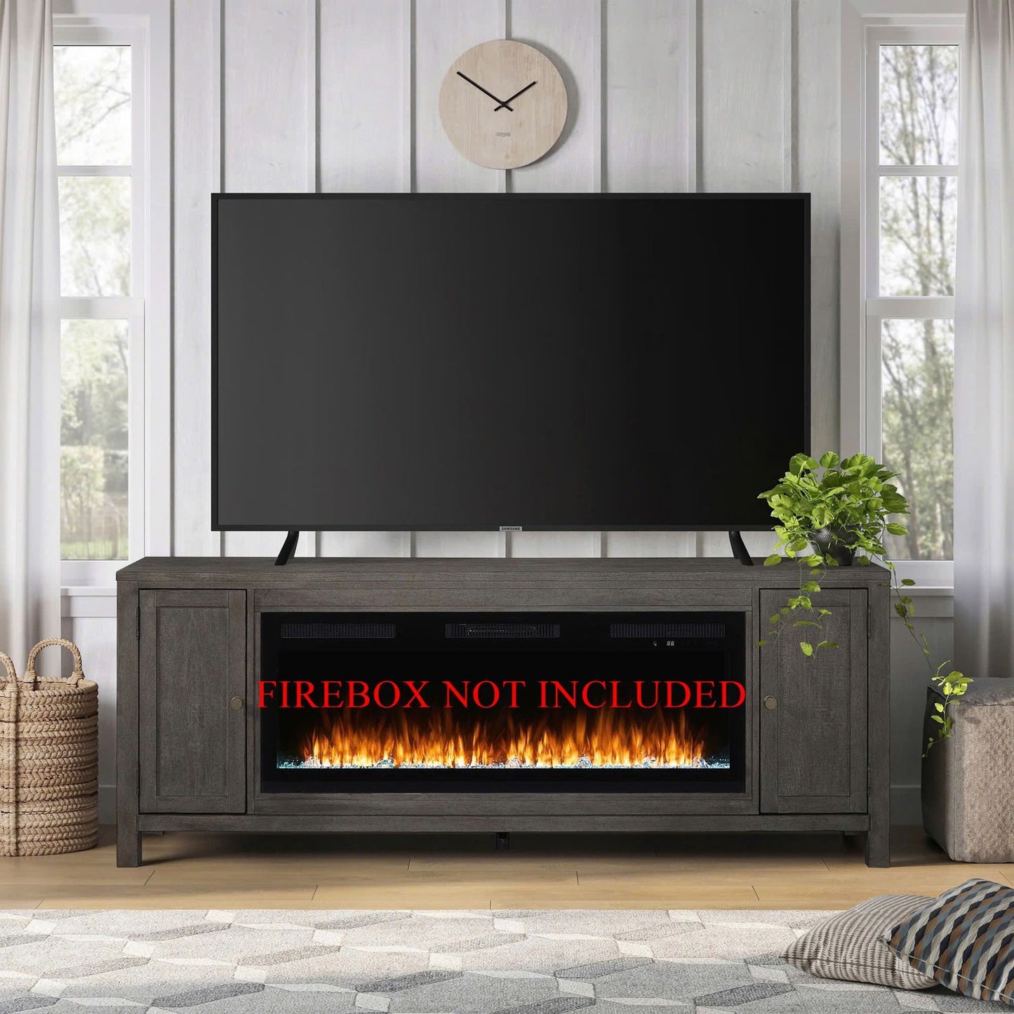 Fireplace TV Consoles - 78" Fireplace TV Console FTS - Dark Brown - Hornell Furniture Outlet