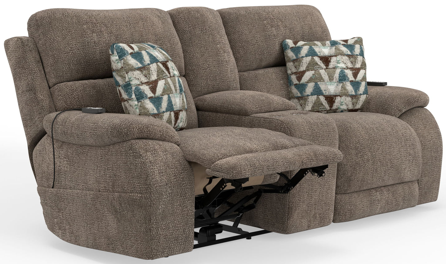 Joya - Power Zero Gravity Reclining Console Loveseat With Power Adjustable Headrest And CR3 Heat/Massage/Lumbar/ZG - Mushroom - Hornell Furniture Outlet
