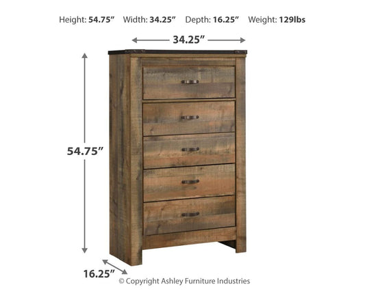 Trinell - Brown - Five Drawer Chest - Hornell Furniture Outlet
