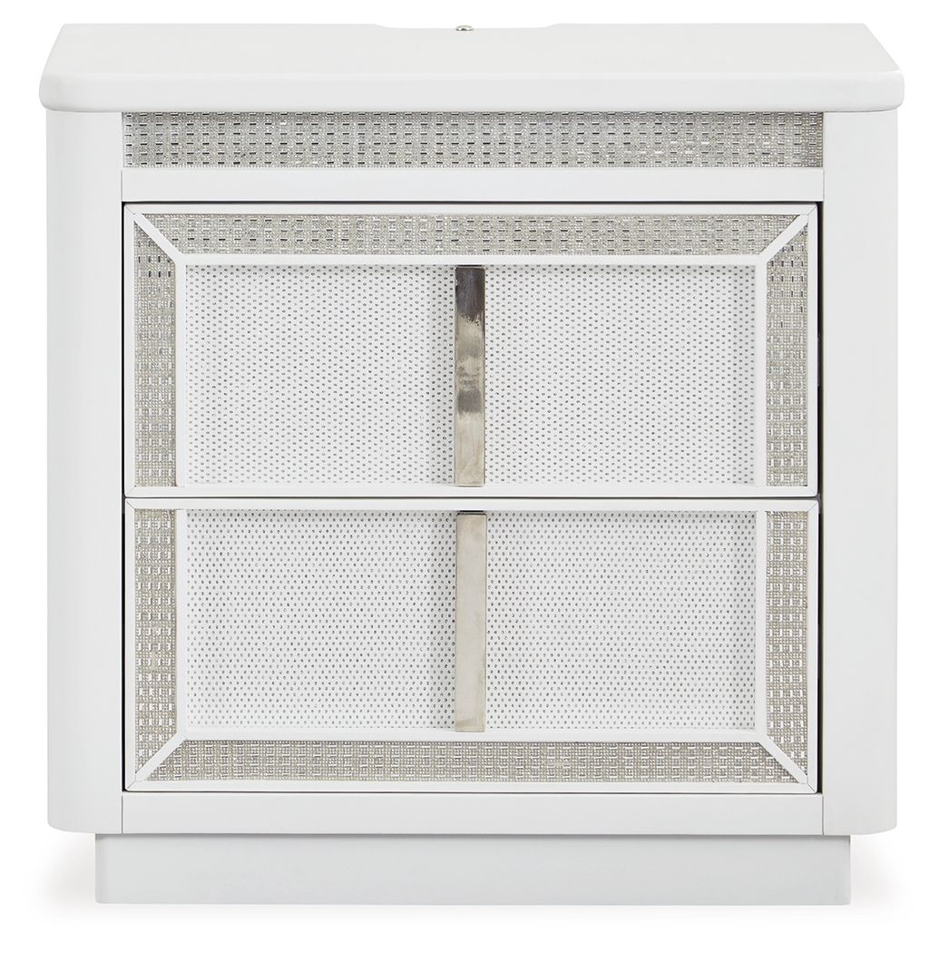 Chalanna - White - Two Drawer Night Stand - Hornell Furniture Outlet