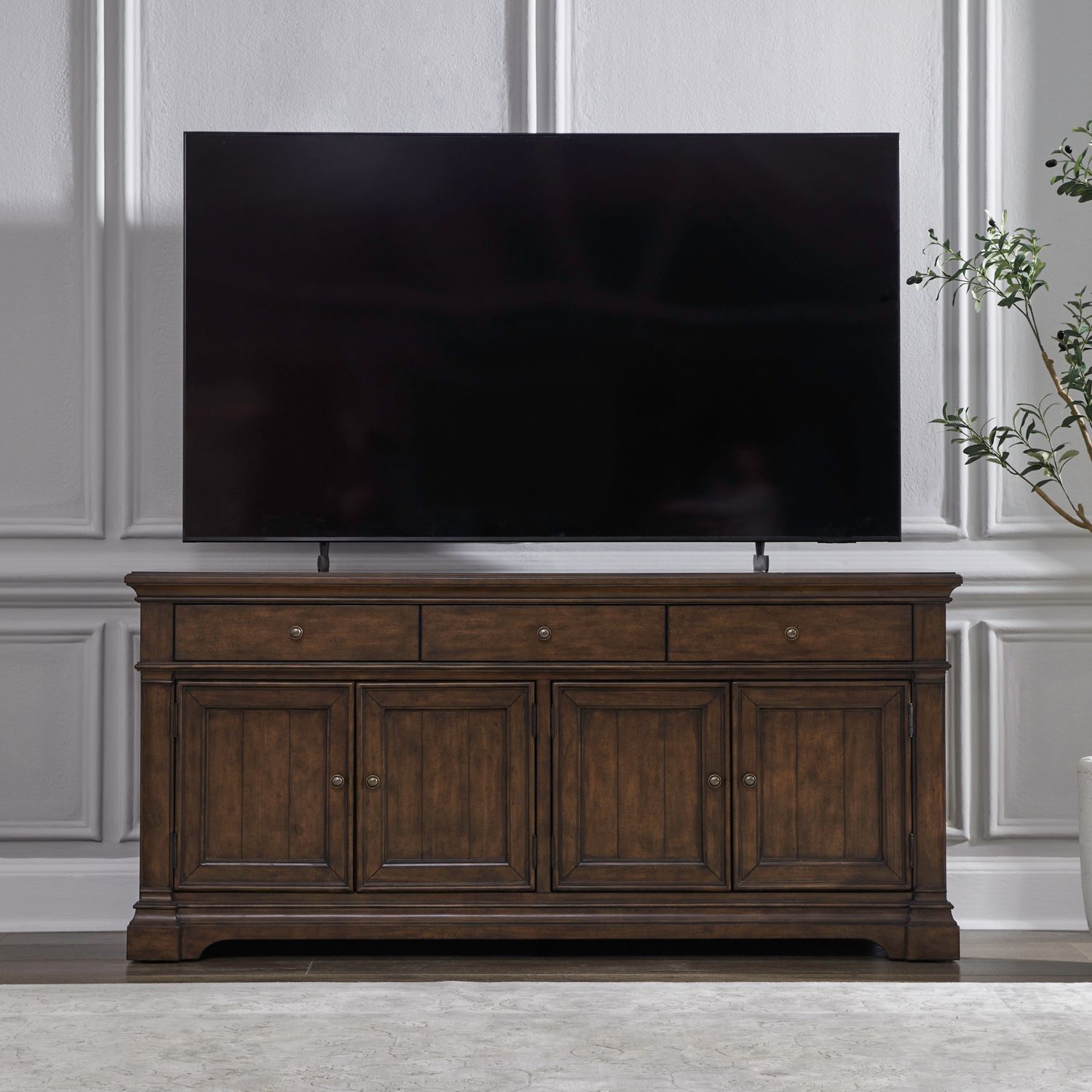 Arden Road - 74" TV Console - Cherry - Hornell Furniture Outlet