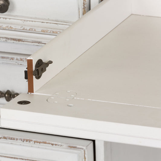 Magnolia Manor - Credenza & Hutch - White & Brown - Hornell Furniture Outlet