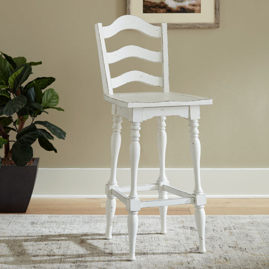 Magnolia Manor - Ladderback Swivel Bar Stool - White - Hornell Furniture Outlet
