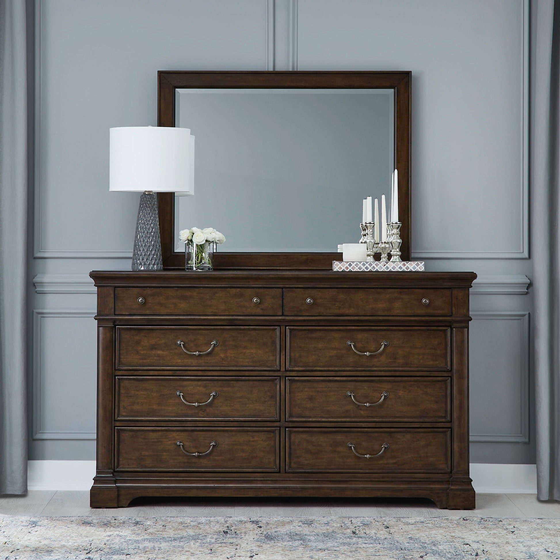Arden Road - Dresser & Mirror - Satin Cherry - Hornell Furniture Outlet