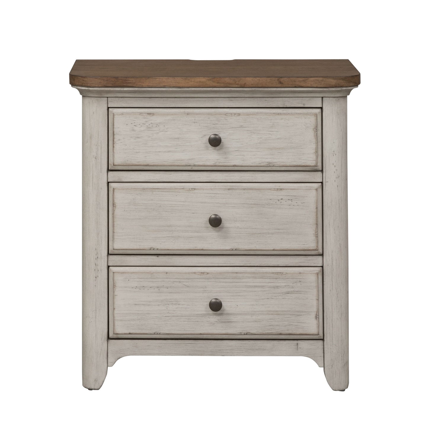 Farmhouse Reimagined - 3 Drawer Nightstand With Charging Station - White - Hornell Furniture Outlet