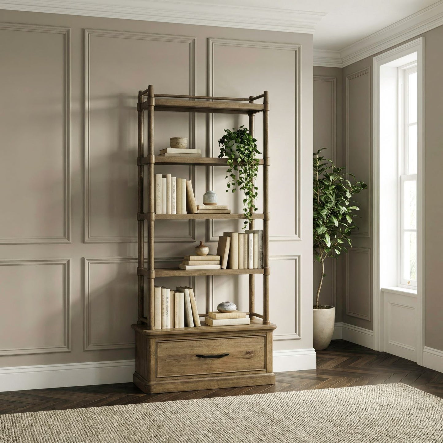 Hickory Grove - Bookcase - Heirloom Brown - Hornell Furniture Outlet