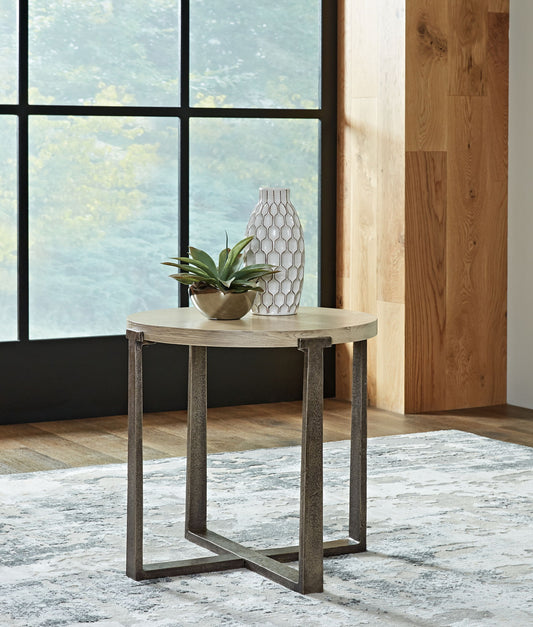 Dalenville - Gray - Round End Table - Hornell Furniture Outlet