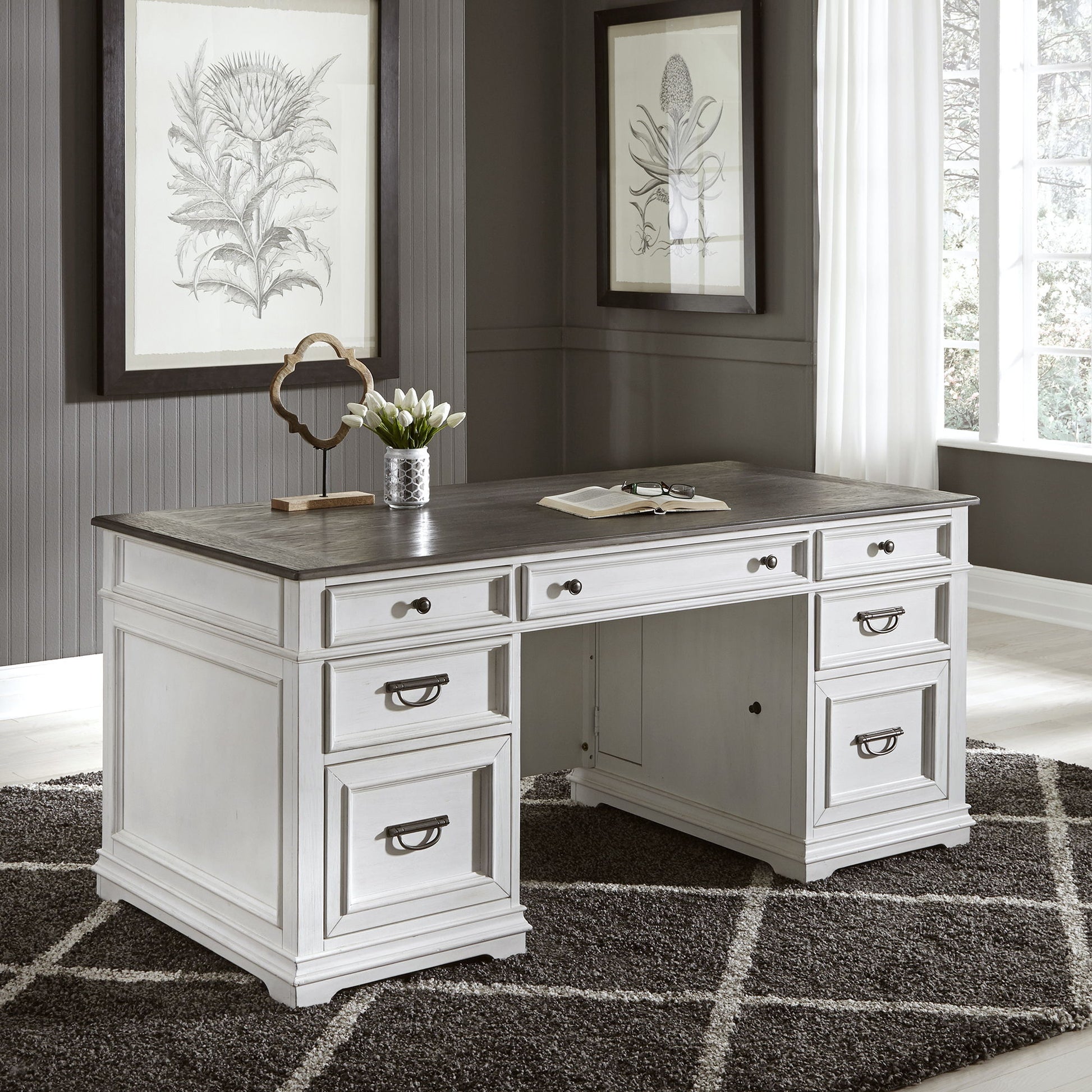 Allyson Park - Complete Desk Set - White - Hornell Furniture Outlet