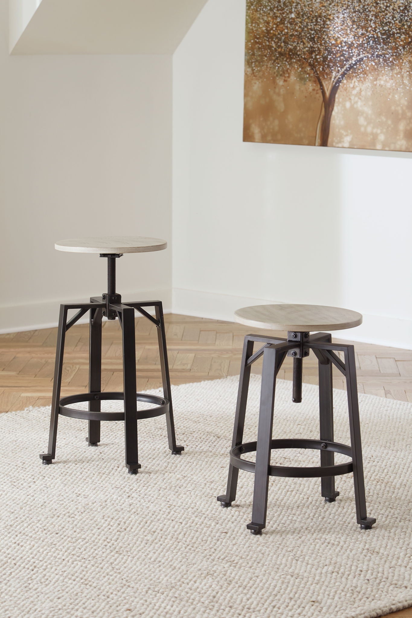 Karisslyn - Whitewash / Black - Swivel Stool (Set of 2) - Hornell Furniture Outlet