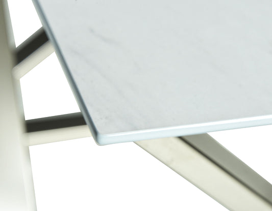 Zurich - End Table With Faux White Marble Top - White - Hornell Furniture Outlet