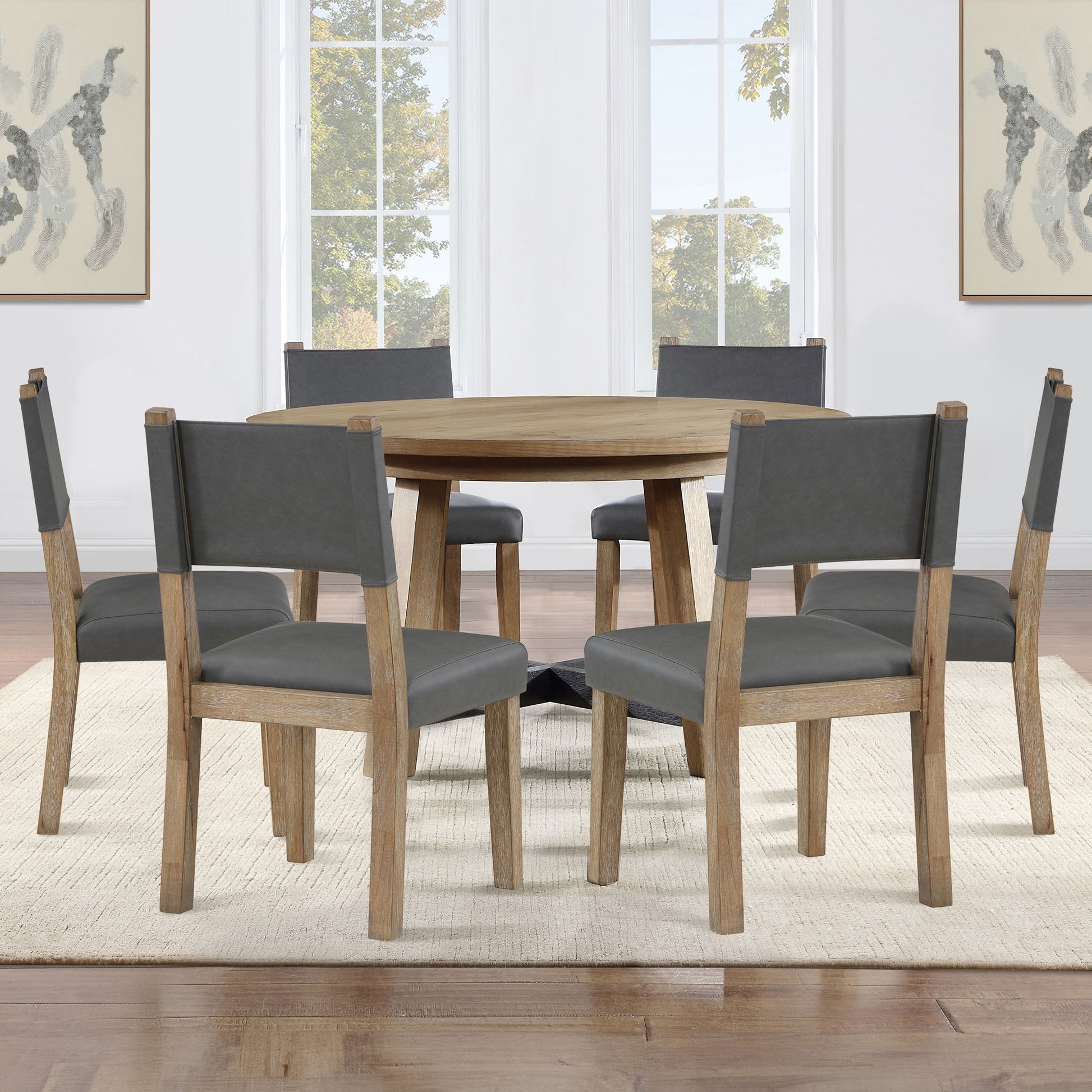 Aubrey - 7 Piece Round Dining Set - Hornell Furniture Outlet