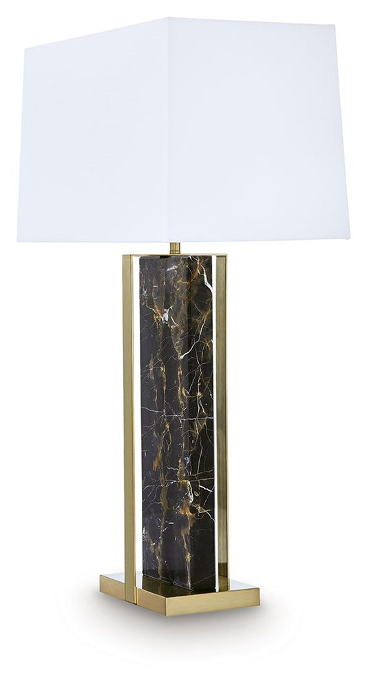 Neonish - Marble Table Lamp - Black / Gold Finish - Hornell Furniture Outlet