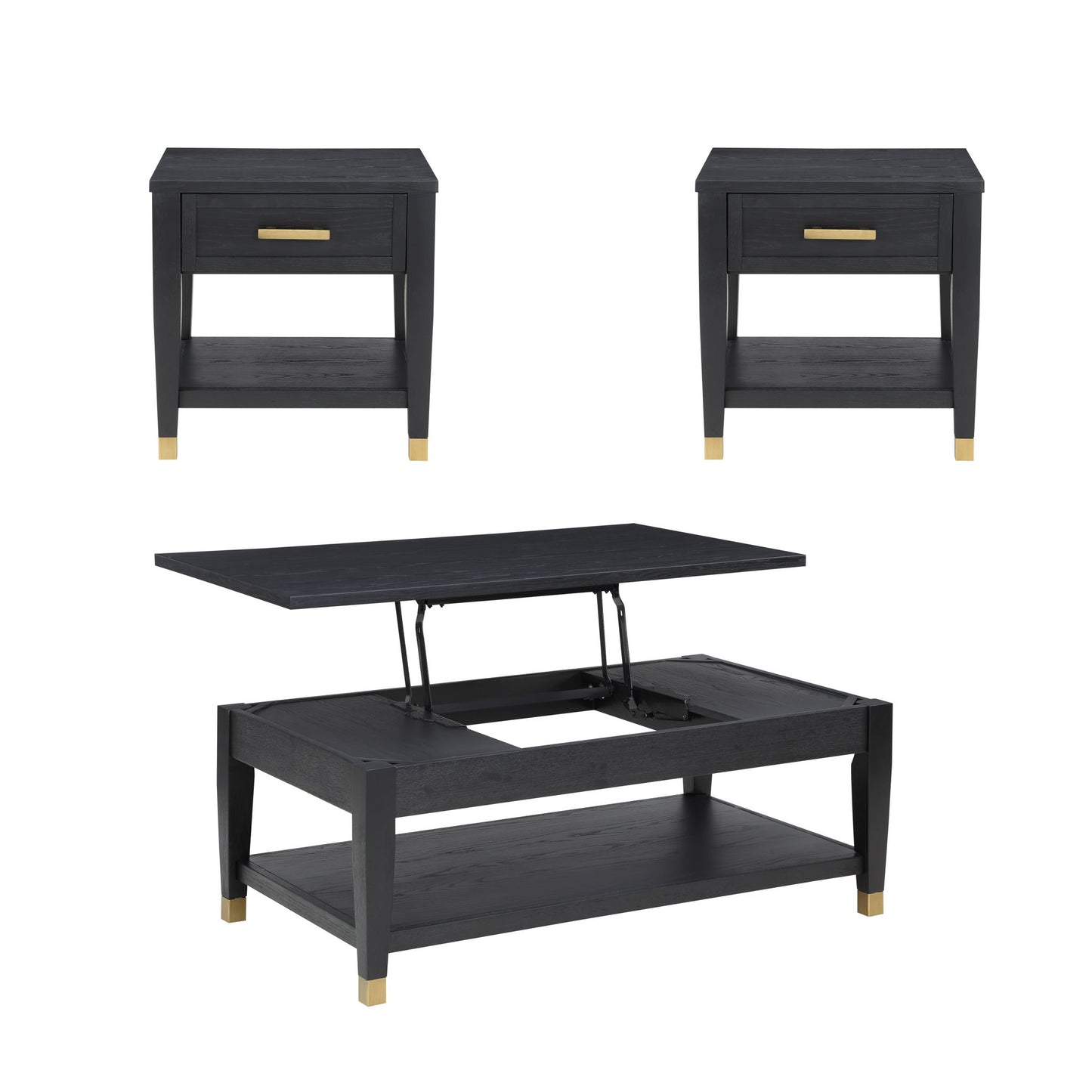 Yves - 3 Piece Occasional Table Set - Black - Hornell Furniture Outlet