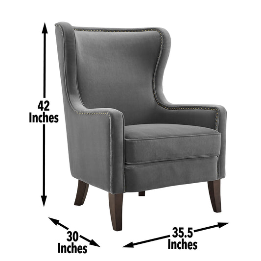 Rosco - Velvet Wingback Chair - Hornell Furniture Outlet