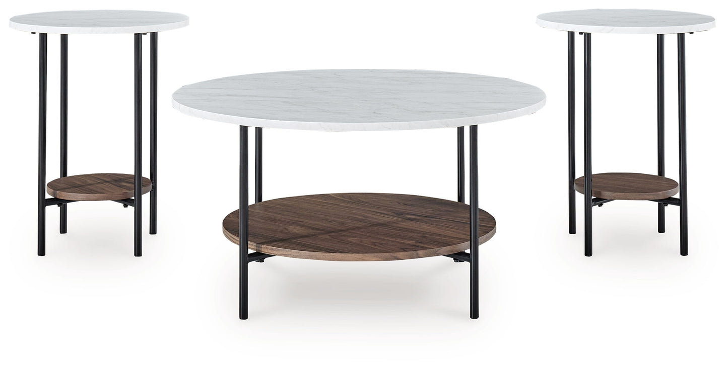 Wrenwich - Brown / Black / White - Occasional Table Set (Set of 3) - Hornell Furniture Outlet