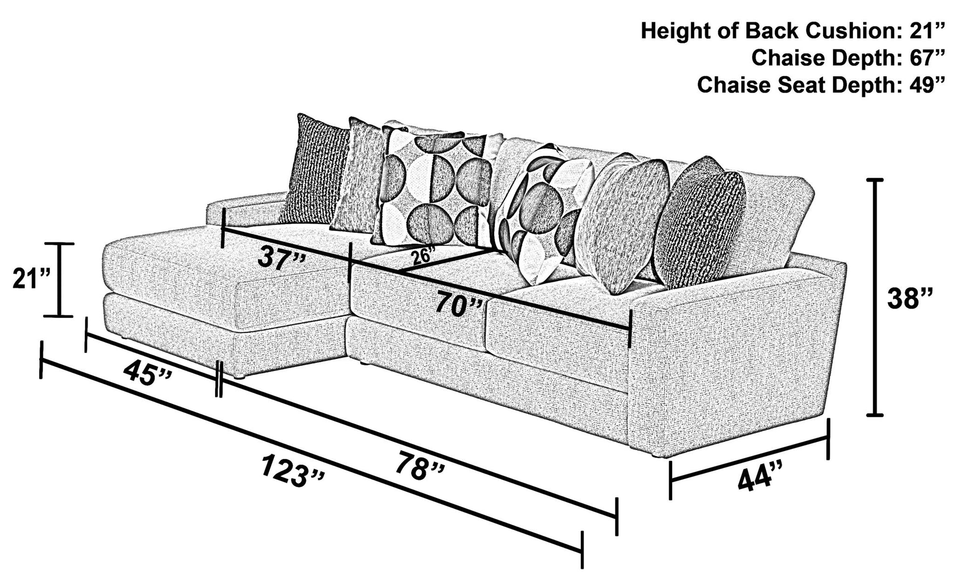 Arlo - Oversized Sofa Chaise - Hornell Furniture Outlet