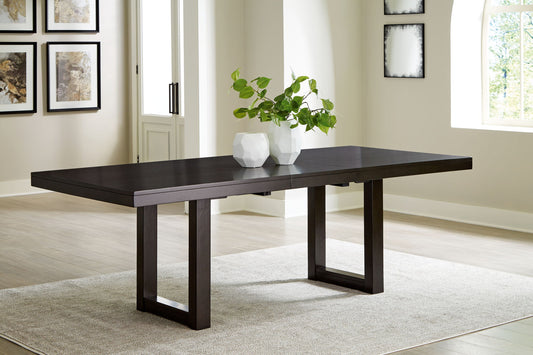 Neymorton - 7 Pc. - Rectangular Extension Table, 6 Side Chairs - Dark Grayish Brown - Hornell Furniture Outlet
