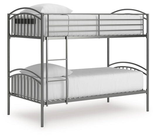 Lanceburg - Twin/Twin Bunk Bed With Ladder - Gray - Hornell Furniture Outlet