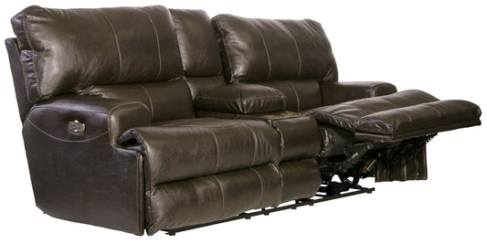 Wembley - Power Headrest With Lumbar Lay Flat Reclining Console Loveseat - Hornell Furniture Outlet