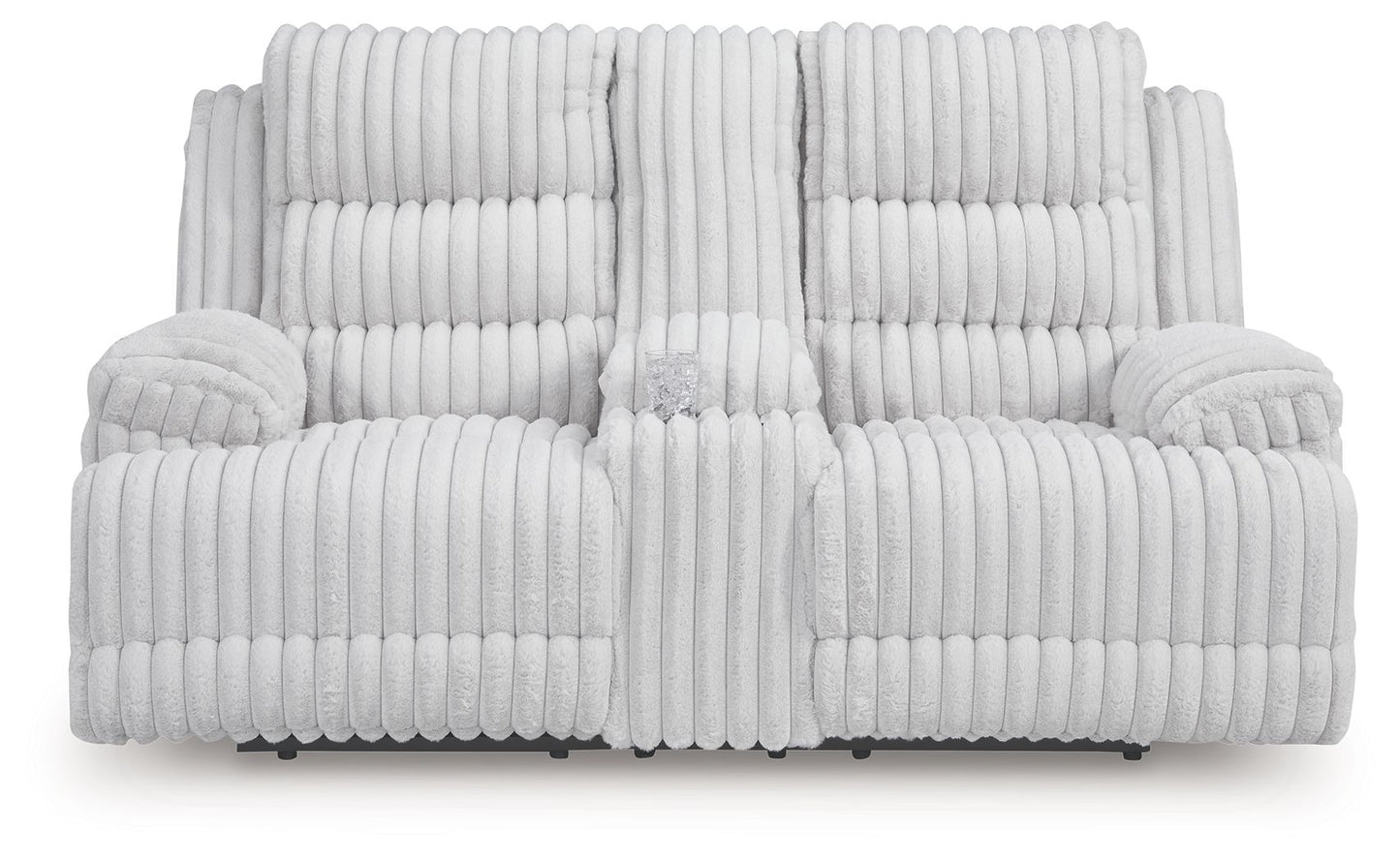 Rhines Falls - Alloy - Double Reclining Power Loveseat With Console - Hornell Furniture Outlet